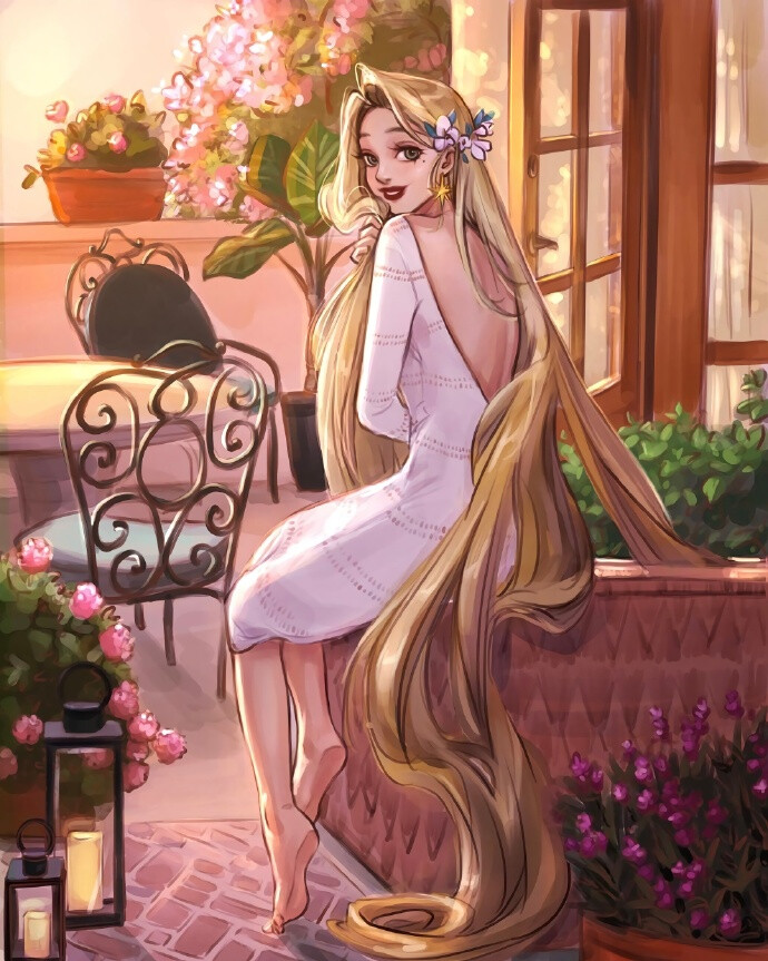 迪士尼公主的现代生活乐佩公主少女插画童话