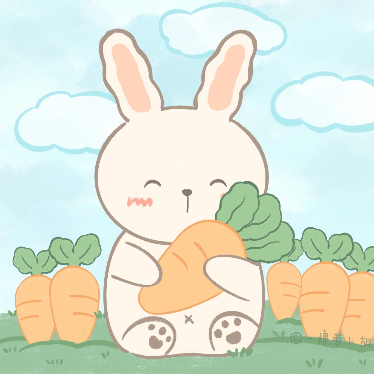 啃蘿蔔的黃兔子端坐PNG圖案素材免費下載，圖片尺寸1772 × 1772px - Lovepik