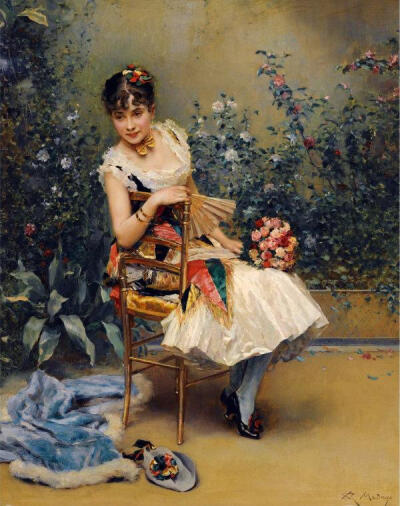西班牙现实主义画家raimundo de madrazo y garreta油画人物画作品