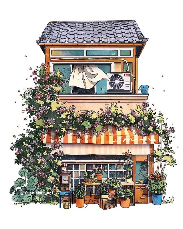 街边小屋 插画 angelahao_art