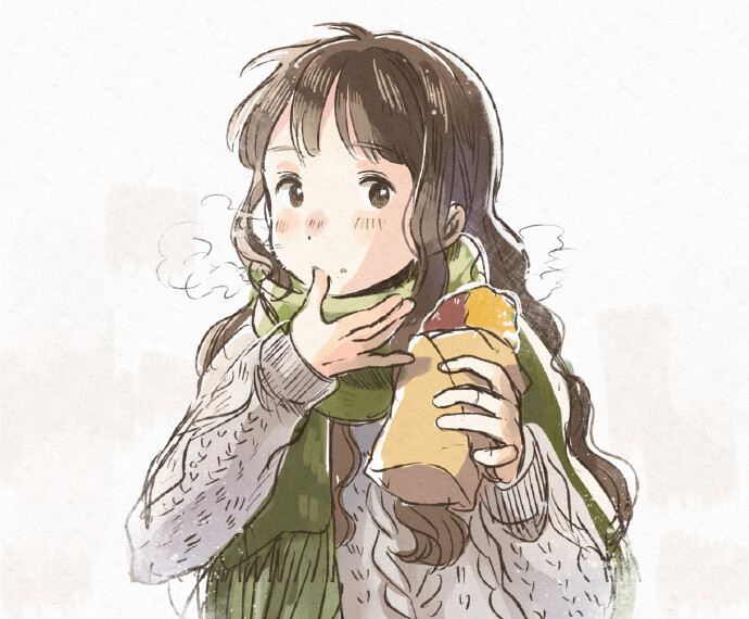 插画师 kana_gnpk 的一组治愈系女孩插画