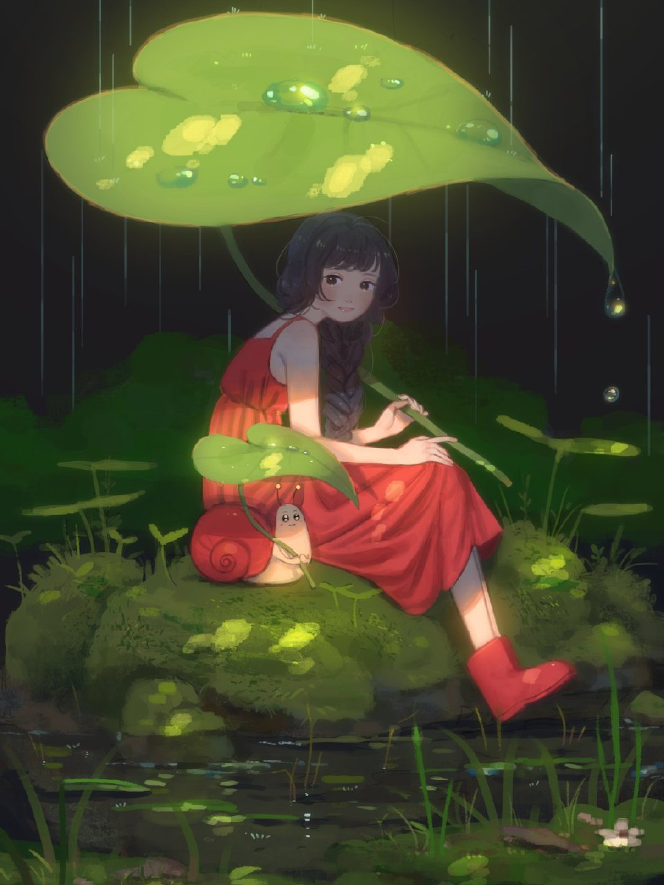 插画|星空与女孩