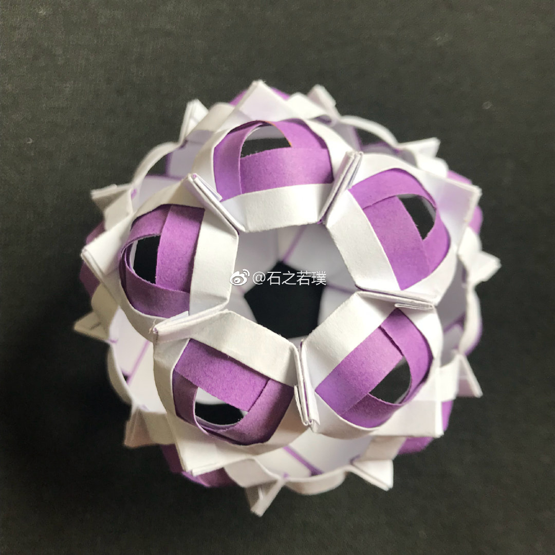 [折纸-手工-花纸球][改良实践版]紫玫瑰～做… - 堆糖