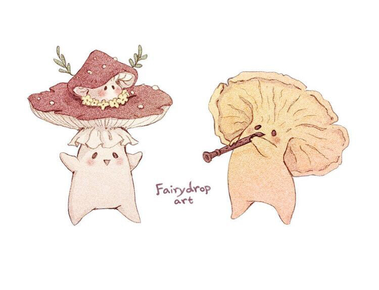 治愈系怎么会有那么可爱的小蘑菇插画师fairydropart的作品