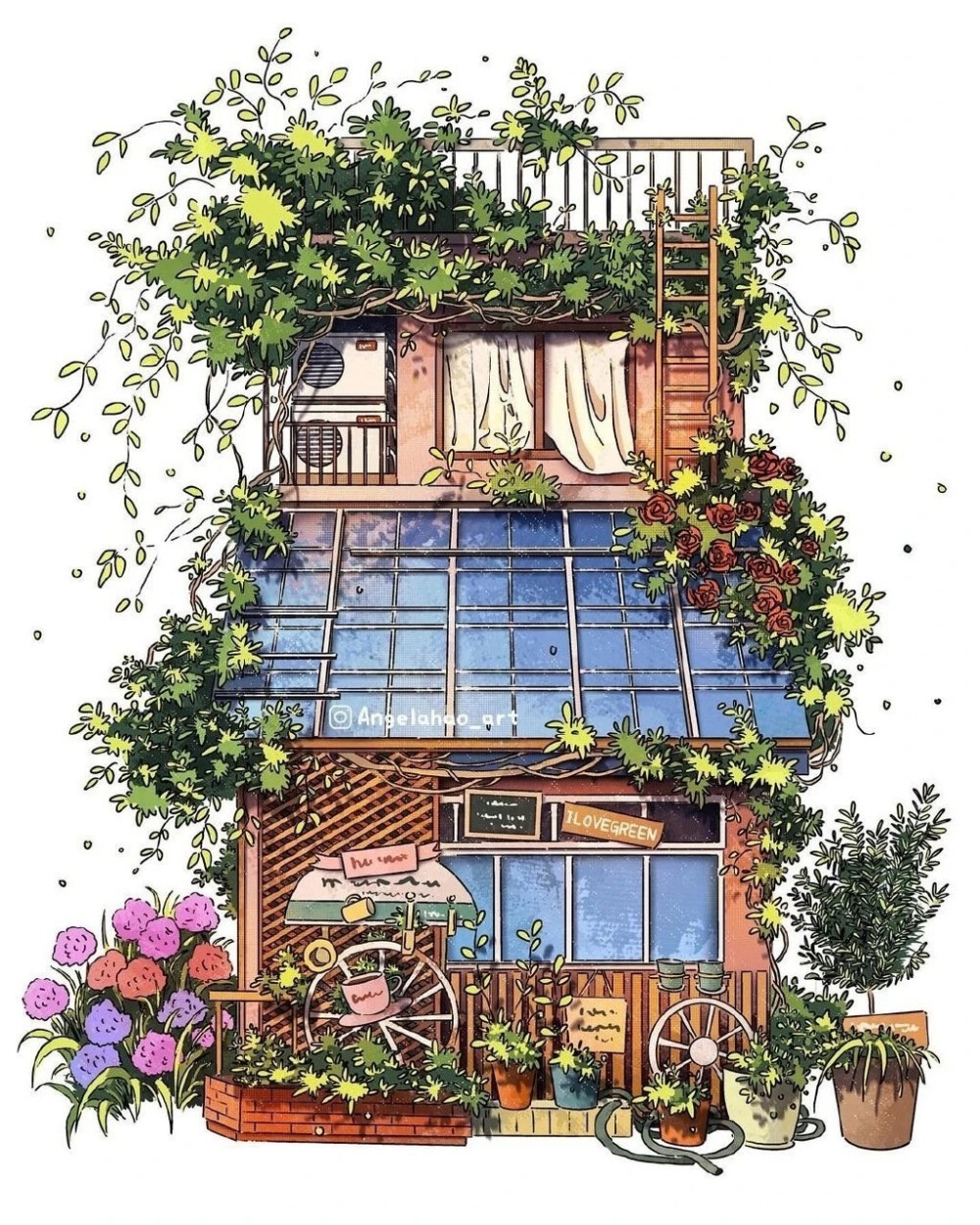 建筑绘画街边小屋