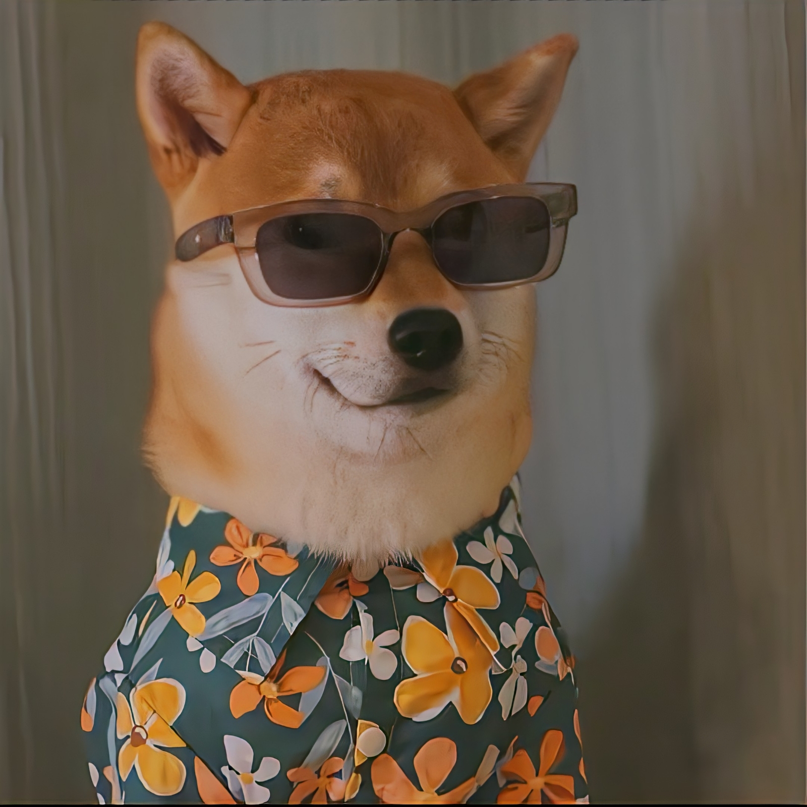 快乐的柴犬戴着太阳镜。红毛日本狗微笑肖像。照片摄影图片_ID:405794623-Veer图库