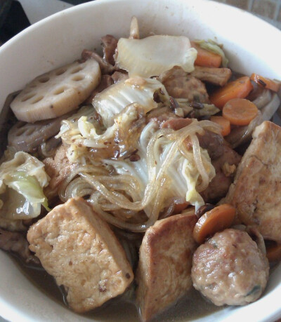 所用原料也都是很家常的,白菜,豆腐,粉条,海带,五花肉,小酥肉,丸子