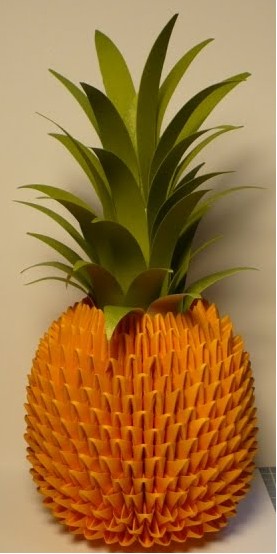 三角插制作的手工折纸三角插菠萝,教程地址:http://www.zhidiy.