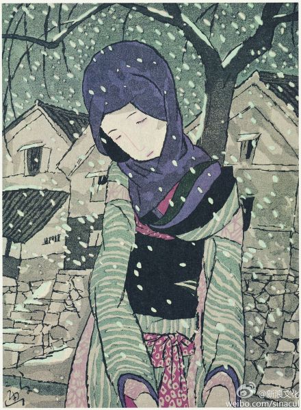 雪夜的传说 选自 竹久梦二名作原寸复刻 堆糖 美图壁纸兴趣社区