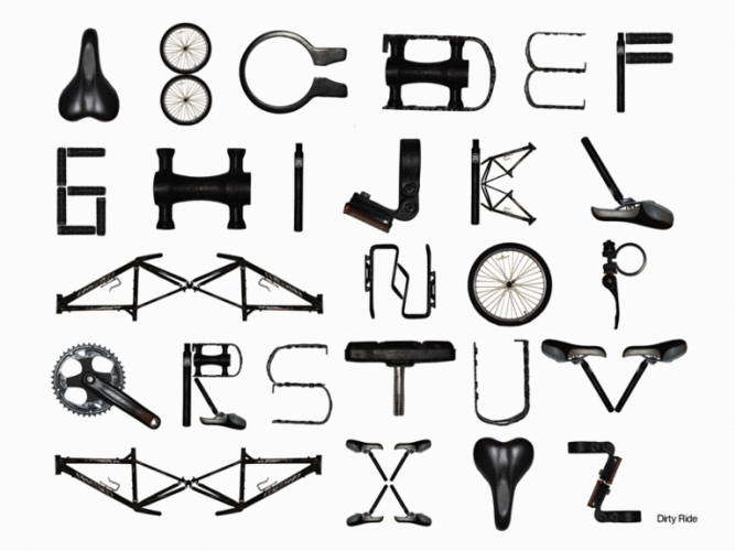 自行车配件组成的a-z字母