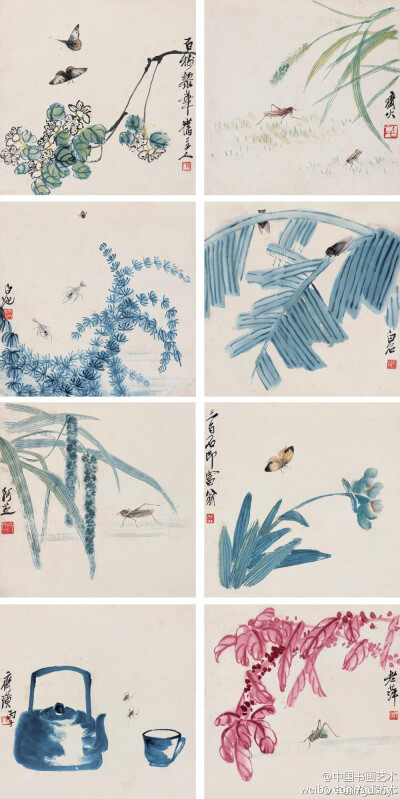 齐白石 作品《工笔花虫册 花卉草虫是齐白石的"绝活,以工笔画