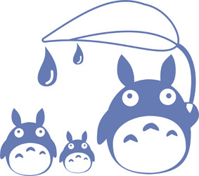 简洁线条勾勒,深蓝色的totoro