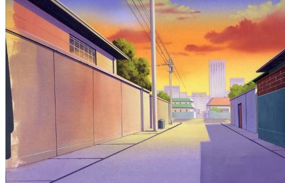 夕阳西下的日本漫画小街道.挥洒一天疲惫吧
