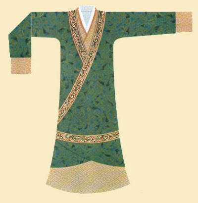 汉代男子的曲裾深衣 曲裾深衣穿戴展示图(根据陕西咸阳出陶俑复原绘制