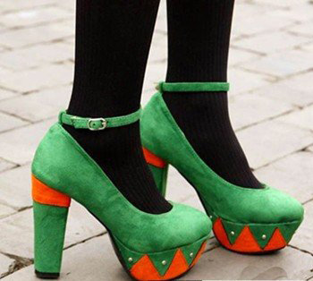 超美的绿色单鞋,撞上橙色搭配,让那鞋柜靓丽色彩动人吧!