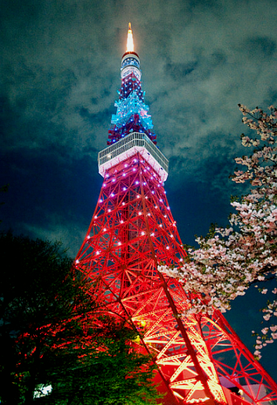 日本东京铁塔夜景.真美.