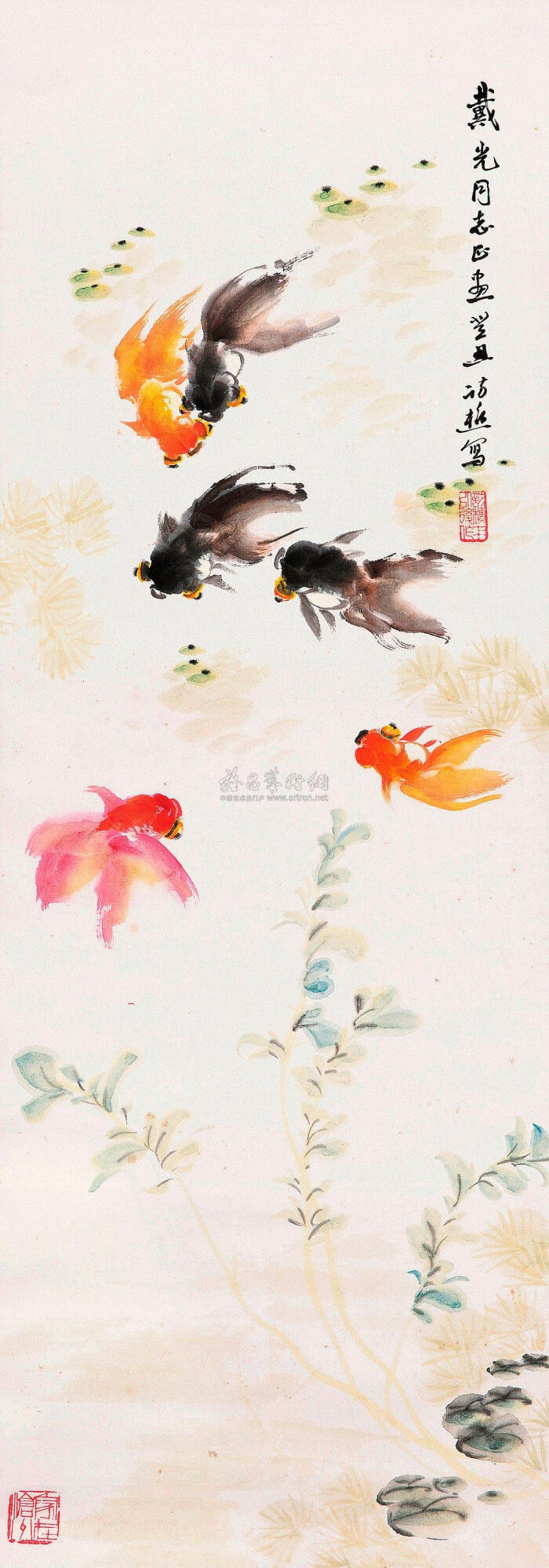 叶访樵的国画金鱼,最近比较喜欢国画,喜欢金鱼,哈哈.