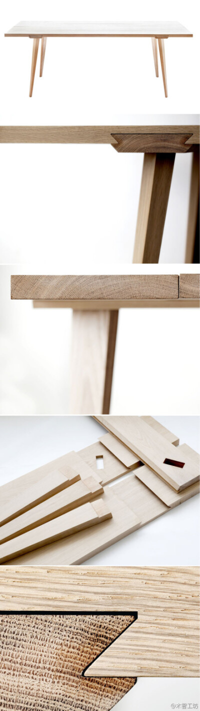 丹麦设计师julian kyhl设计的全榫卯搭接桌子"timber".