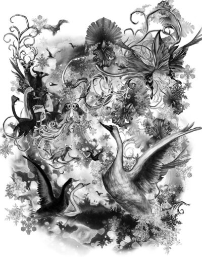 黑白画.作者:kahori maki.