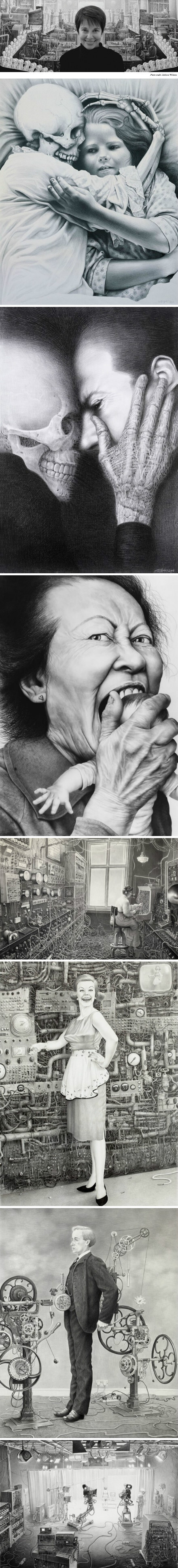 美国著名死亡美学画家laurie lipton作品——她的铅笔画,可以说达到了