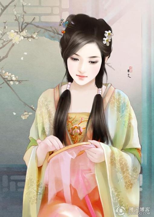 3d,古装,插画,如花美眷,女子 古装,古风手绘,手绘,绘画,雅雯,手绘古代