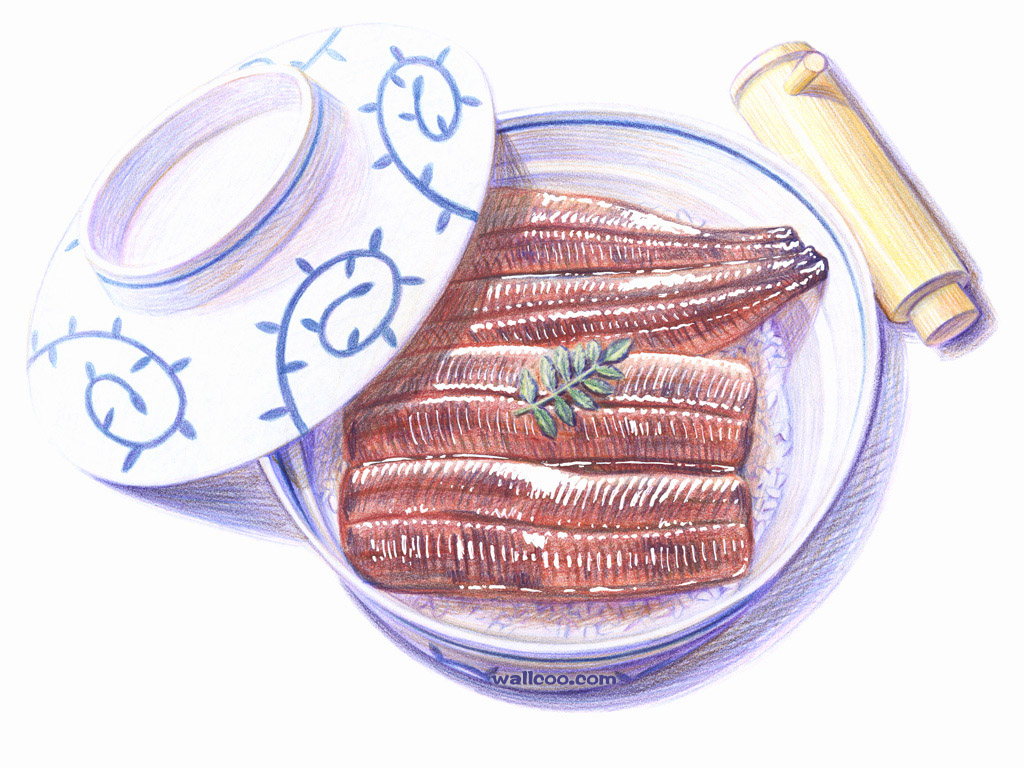 73┠jun┨73 美食 彩铅 可口鳗鱼饭