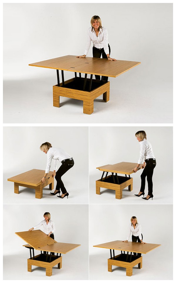 折叠桌是一个充分利用空间变化的很酷的设计.小巧时尚的木桌.