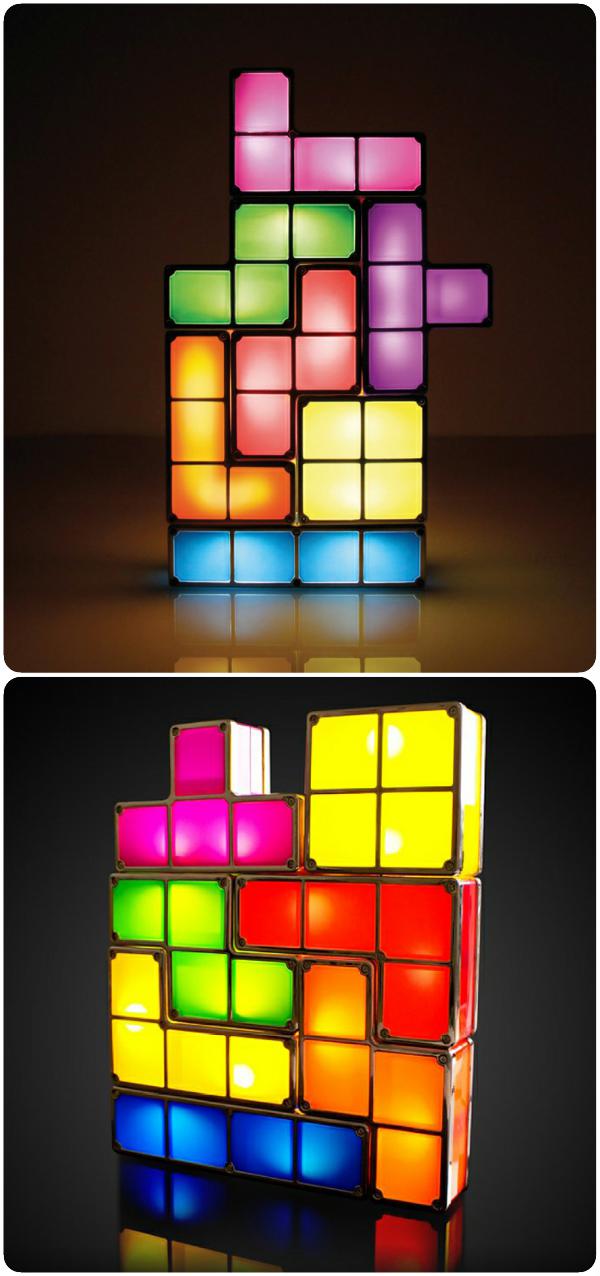 这款俄罗斯方块灯由7块联锁的霓虹魔方组成,对应于俄罗斯方块游戏中的