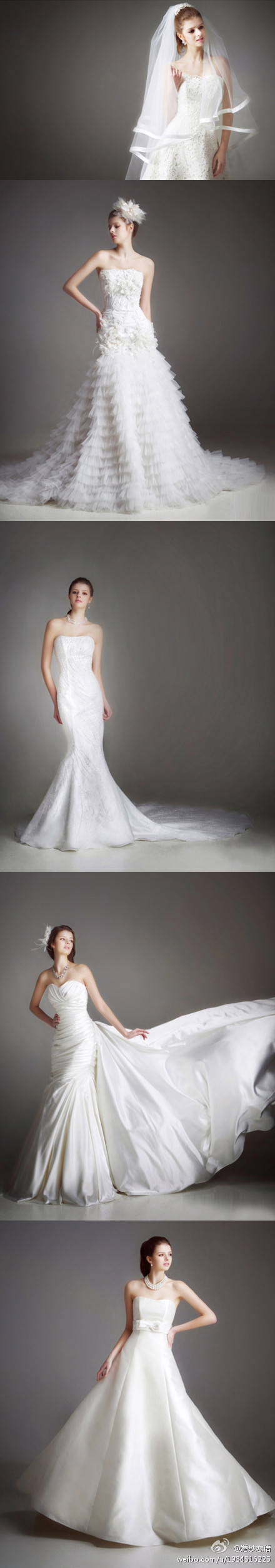 五款设计简洁不同类型的气质婚纱缎面鱼尾or荷叶边a字裙你们喜欢哪