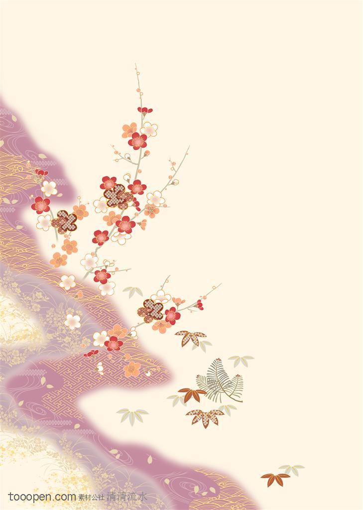 日式花纹-一枝梅花综合素材图片素材 - 堆糖,美图壁纸