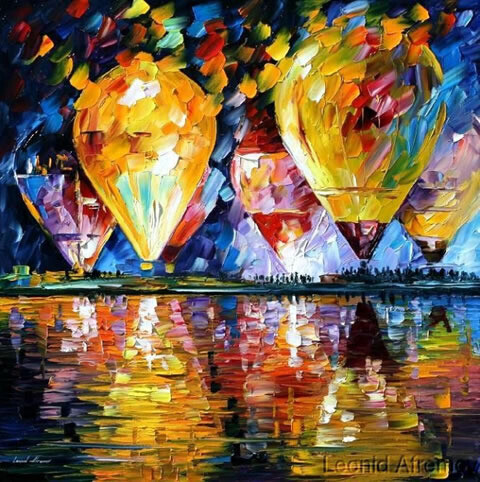 leonid afremov 油画系列 热气球