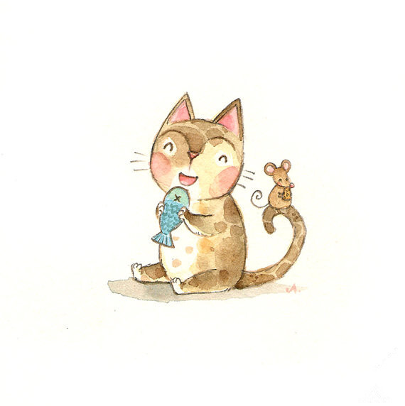 动物 萌物 插画 壁纸 猫