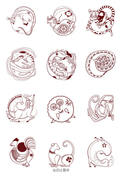 嘴儿爷 作品【十二生肖】,圆滚滚的~ http://t.cn/zjr8hwe