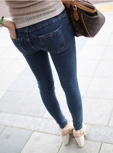 低腰小脚铅笔长裤韩版女士显瘦牛仔裤
