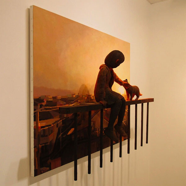 艺术家shintaro ohata的作品,突破了传统平面绘画的创作方式,而将单纯
