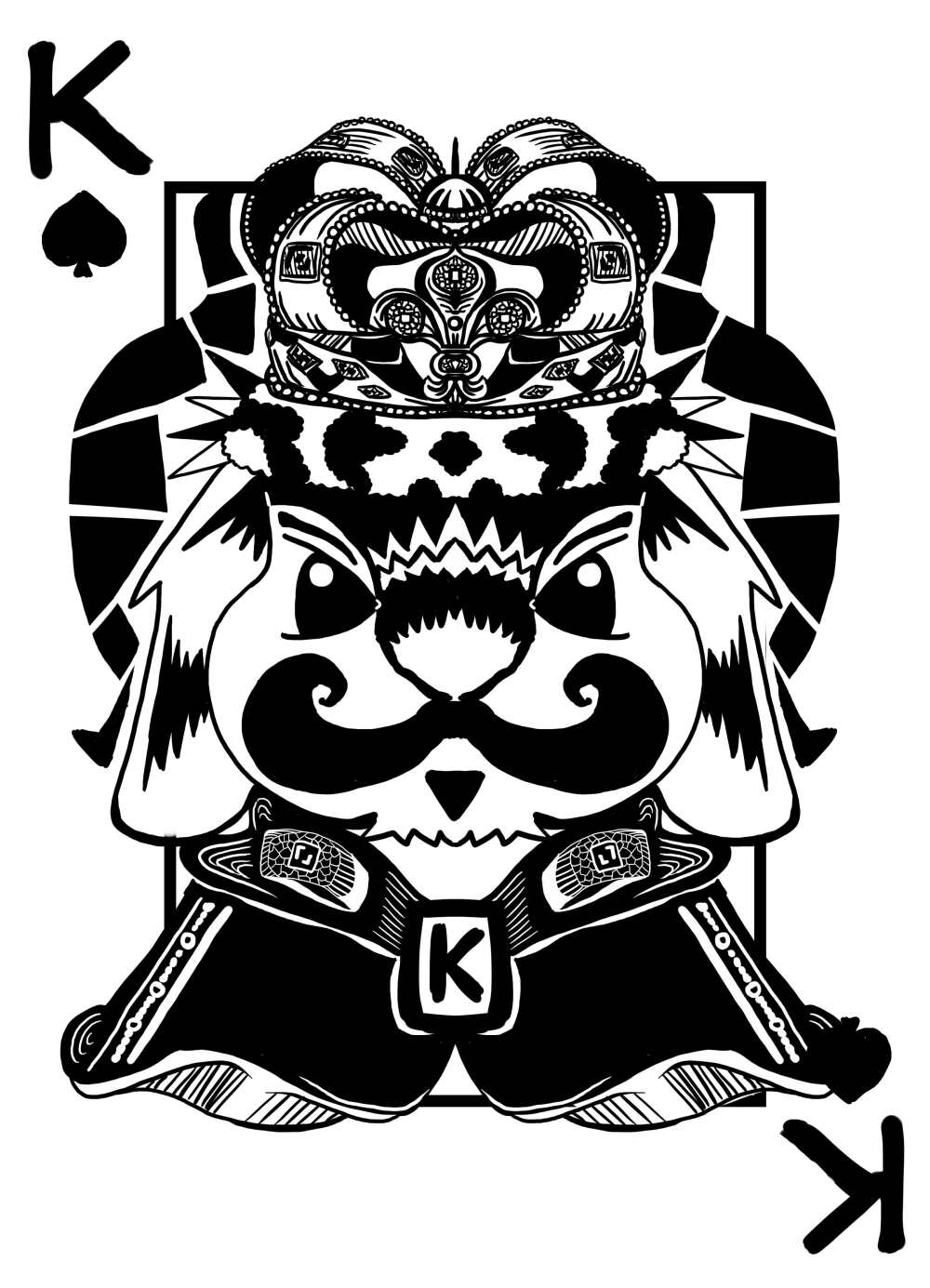 最近继续进行的扑克系列,poker bunny--k.依旧画完送给宝贝luca.