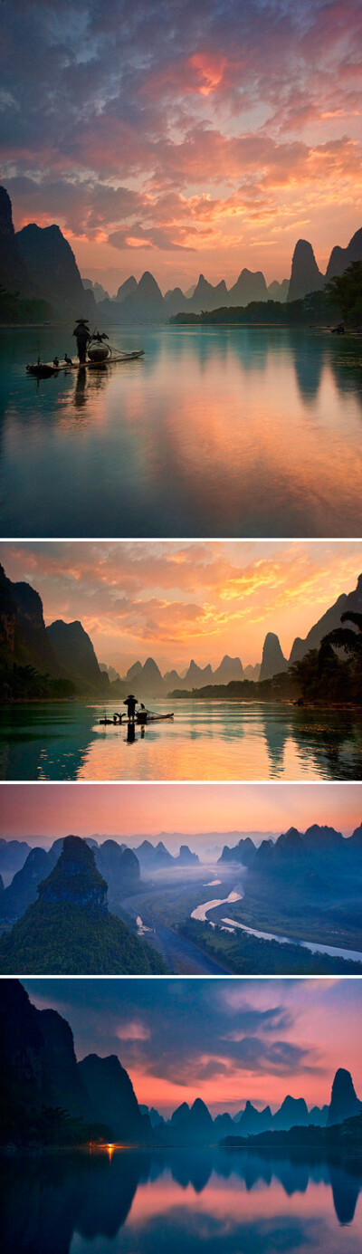 孤舟蓑笠翁,桂林山水.一名华裔摄影师拍摄的作品