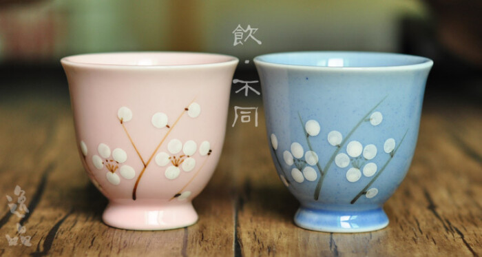 手绘梅花 日式陶瓷杯