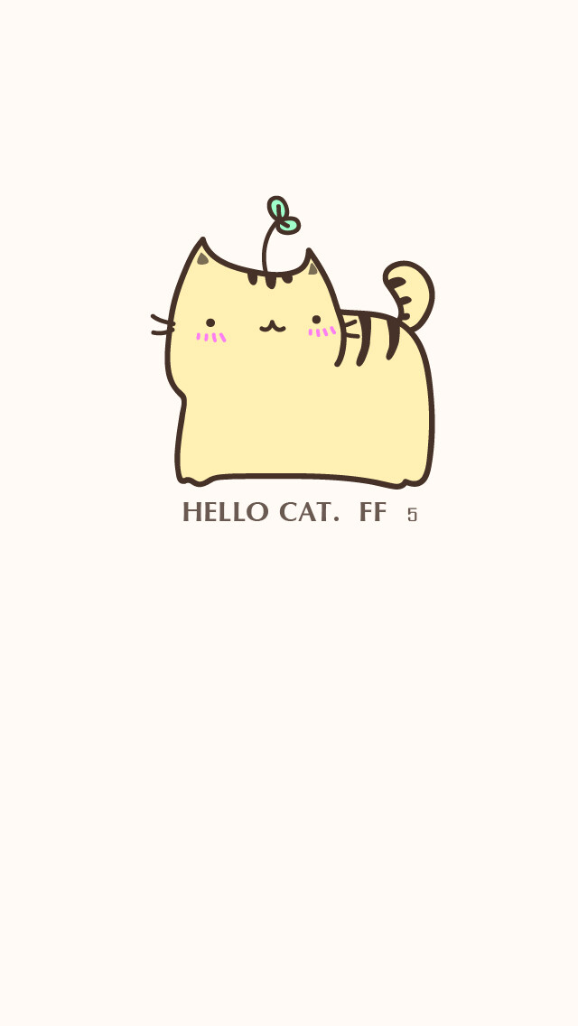 hello cat ~花园夜手绘简笔画壁纸.iphone5.肥肥的萌猫一只.