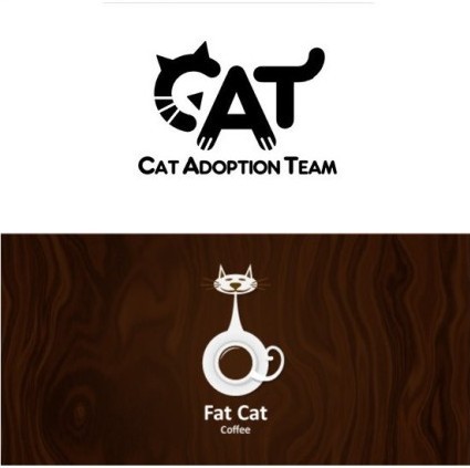 以猫为元素的创意logo设计