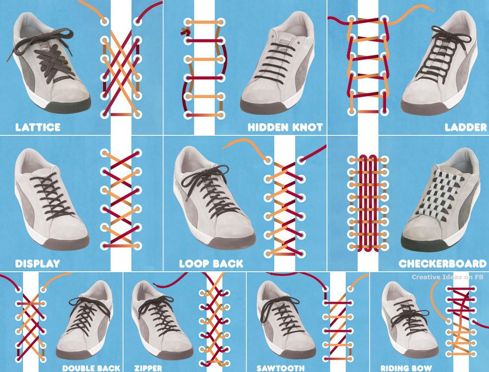【鞋带创意】各式各样的鞋带系法