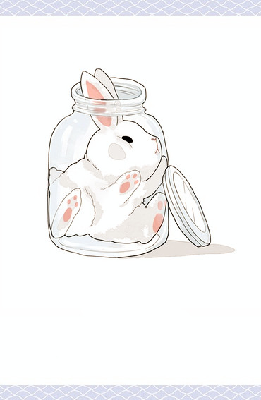 手机壁纸 插画 头像 可爱 萌系 玻璃瓶 兔子 箱兔