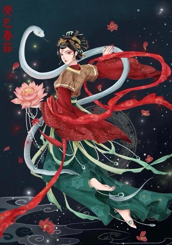 彼岸花.手绘,插画,古风.