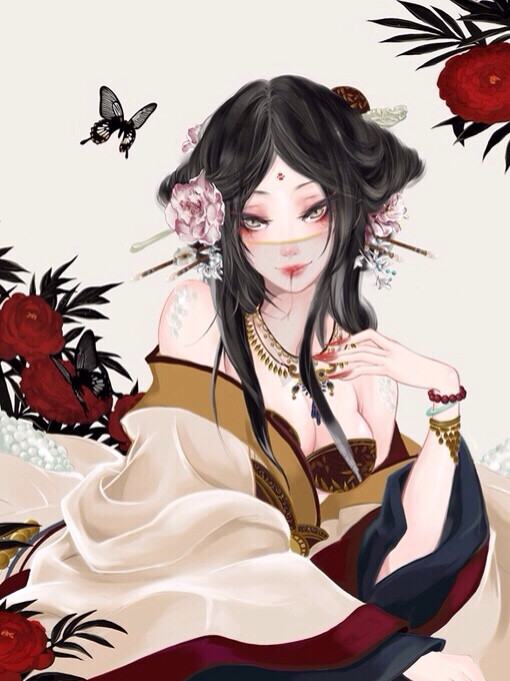 彼岸花.手绘,插画,古风.