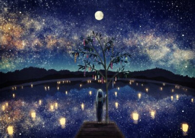 黑夜,星空,光芒,插画
