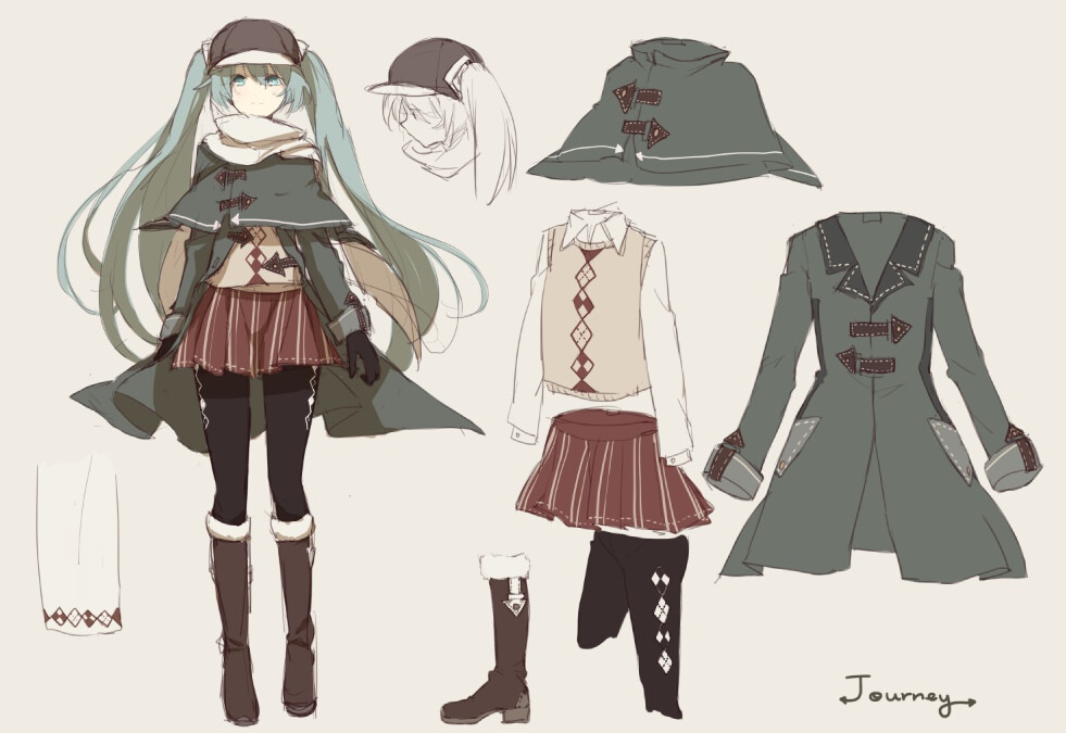 插画 动漫【初音未来vocaloid】id=41117048 初音家族的服装设计