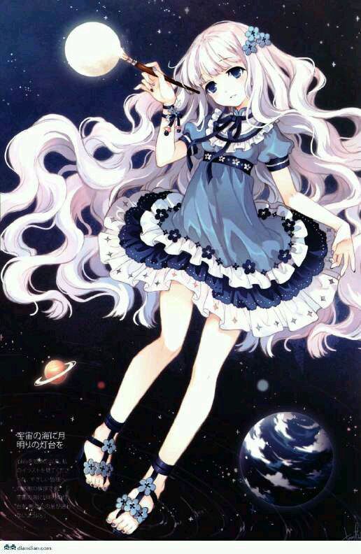 画月亮的美少女