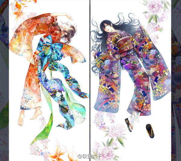画手花了130个小时,和服上的所有柄都是原创