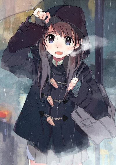 雨p站 二次元 插画 少女 伞 头像 手绘 壁纸