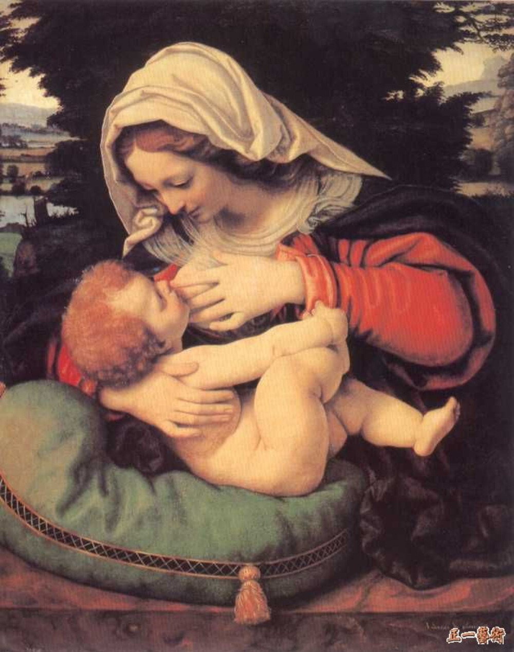 179,绿垫圣母子 索拉里 木板油画 1470… - 堆糖,美图